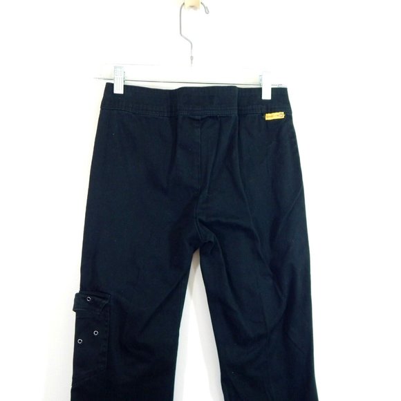 90s GASOLINE pants low rise bootcut cargo Y2K casual stretch black SMALL - Picture 6 of 9